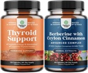 Bundle of Herbal Thyroid Support Complex - Potent Kelp Iodine συμπλήρωμα για ορμονική ισορροπία και εξισορρόπηση Berberine Plus 1200mg Per Serving Complex - Αντιοξειδωτική βερβερίνη με Κεϋλάνη Κανέλα