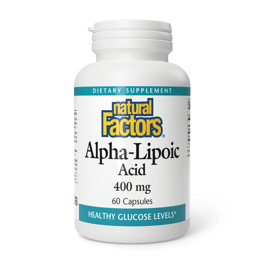 Natural Factors Alpha-Lipoic Acid 400 mg - Antioxidant Support* - Non-GMO - 60 Capsules