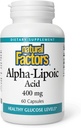 Φυσικοί Παράγοντες Α-Λιποϊκό Οξύ 400 mg, Υποστήριξη Αντιοξειδωτικών Ολικού Σώματος, 60 Καψάκια