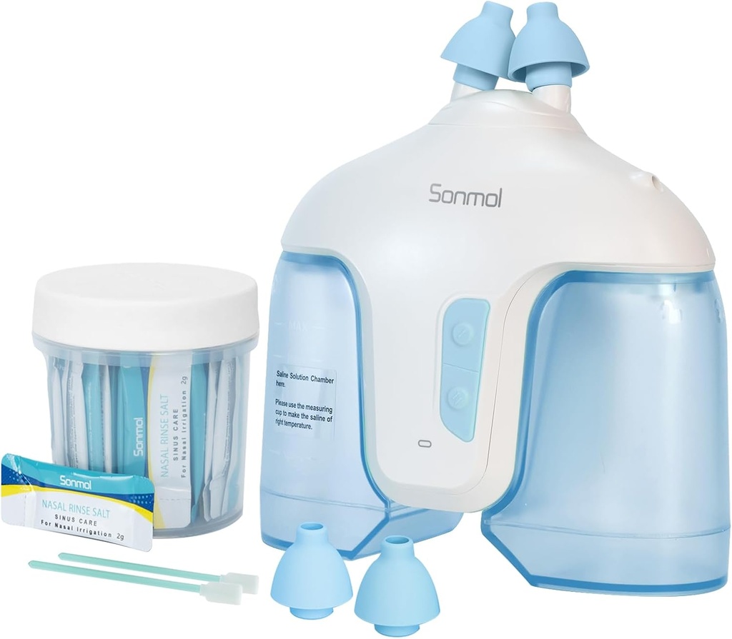 Nasal Irrigation System with 50 Salt Packets (Blue), Sinus Rinse Machine, Nose Cleaner for Sinus Adult, Nose Washer Nasal Rinsing Sinus Relief Machine