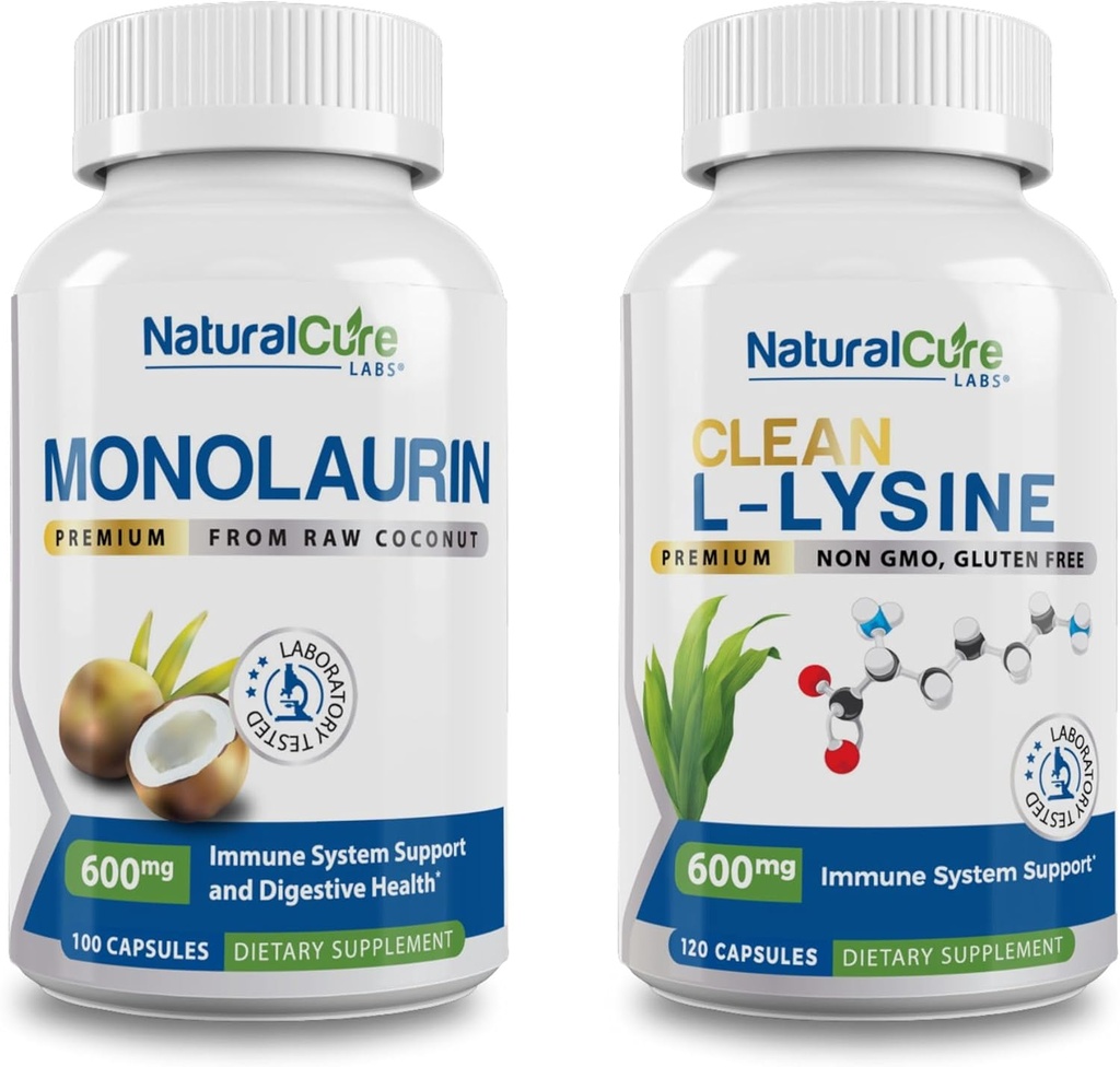 Φυσικό Cure Labs Bundle: Premium Monolaurin 600mg + Καθαρή L-Lysine 600mg