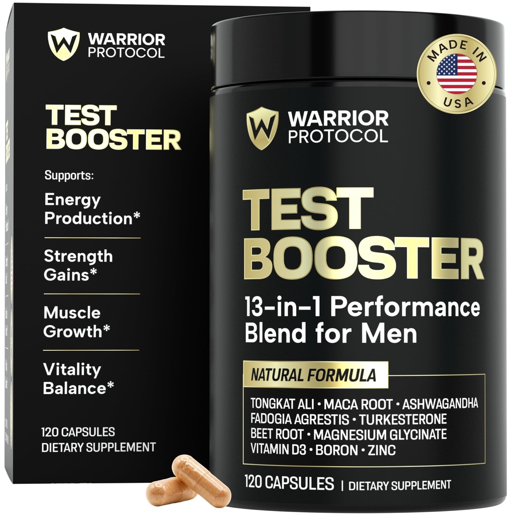 WARRIOR ΠΡΩΤΟΚΟΛΛΟ Testosterone Booster για άνδρες -Testosterone συμπλήρωμα για άνδρες με Ashwagandha & Tongkat Ali 