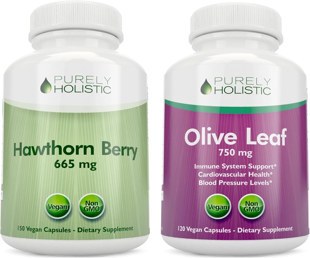 Αμιγώς ολιστική Hawthorn Berry 665mg + εκχύλισμα φύλλων ελιάς 750mg Bundle + 270 κάψουλες Vegan - Κατασκευασμένο στις ΗΠΑ