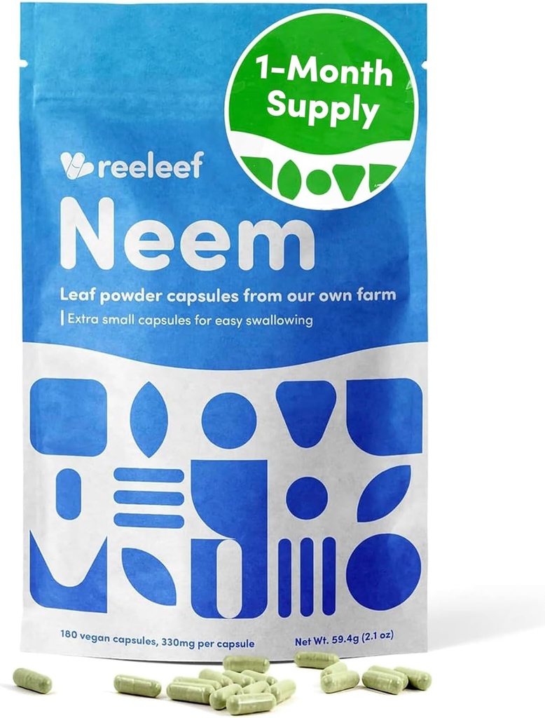 Κάψουλες Pure Herbal Neem Leaf - 180 Count 330 mg - Χωρίς Πρόσθετα - Vegan