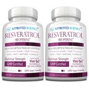 Εγκεκριμένη Resveratrol Science® - 1000 mg Trans Resveratrol - 250 mg Πολυφαινόλη - 98% Επίπεδο καθαρότητας - Περιλαμβάνει Bioperine® - 380 Vegan Φιλικές κάψουλες - 2 φιάλες