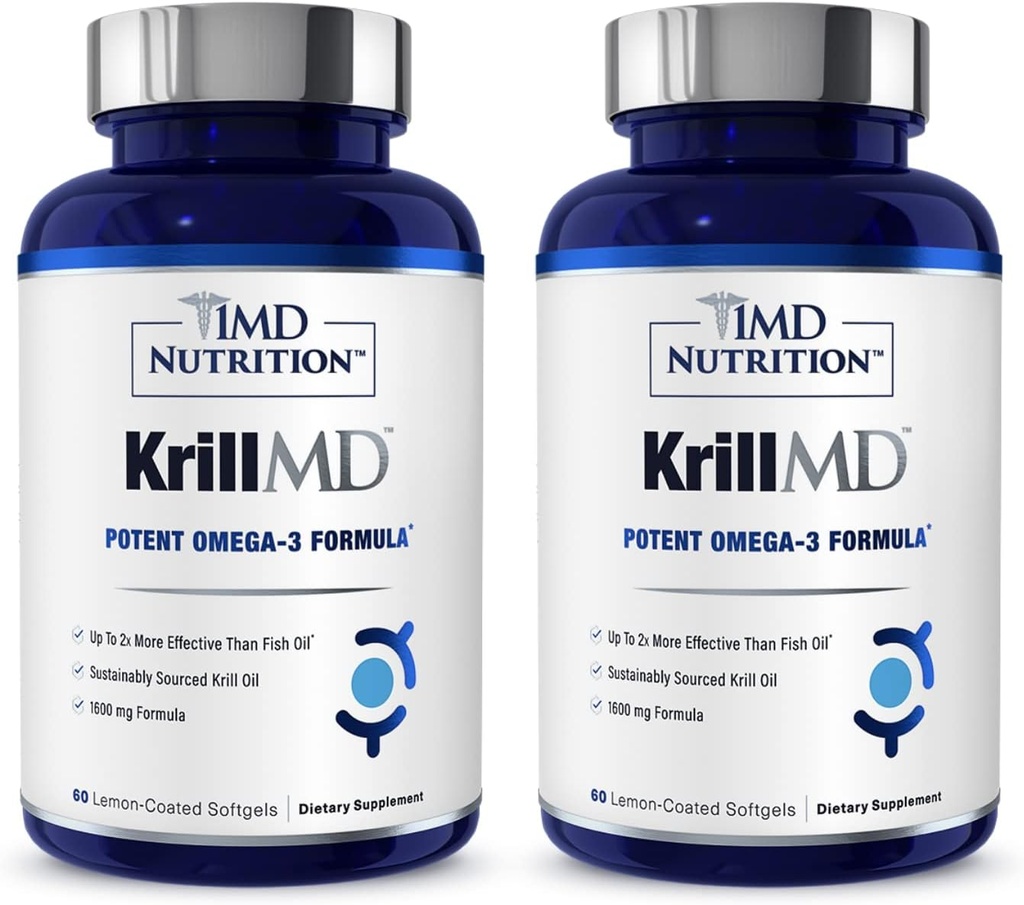 1MD Διατροφή KrillMD - Ανταρκτικής Omega 3 Omega Oil συμπλήρωμα με Ασταξανθίνη, EPA, DHA 