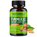 NATURELO Κουρκουμίνη - BioPerine για Καλύτερη Απορρόφηση - Μαύρο πιπέρι, ρίζα τζίντζερ, κουρκουμινοειδή - Φυτική Κοινή Υποστήριξη Δυσφορίας - 120 Κάψουλες Vegan