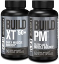 Jacked Factory Build-XT 50+ Daily Muscle Builder (90 κάψουλες) & Build PM Night Time Muscle Builder & Sleep Aid (60 κάψουλες) για ανάπτυξη μυών, ζωτικότητα, & ανάκτηση