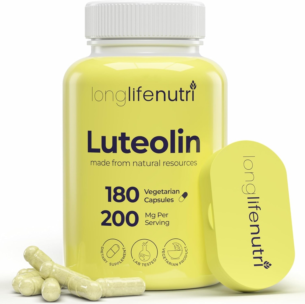 Luteolin Supplement 200mg - 180 Vegetarian Capsules, 3-Month Supply - Strengthen Cognitive Function & Overall Health - Lab Tested, Made in USA, 2 Serving Size