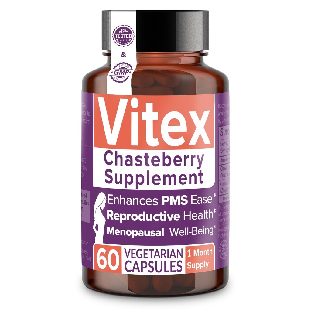 Intimate Rose Vitex Chasteberry συμπλήρωμα για τις γυναίκες, 1000 mg - Chaste Tree Berry για την ισορροπία ορμονών, γονιμότητα & υποστήριξη PMS, Ρυθμιζόμενοι κύκλοι - 60 κάψουλες