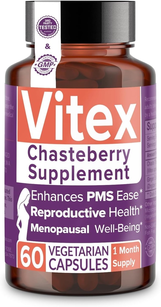 Intimate Rose Vitex Chasteberry Supplement for Women, 1000 mg - Chaste Tree Berry for Hormone Balance, Fertility & PMS Support, Regulate Cycles - 60 Capsules