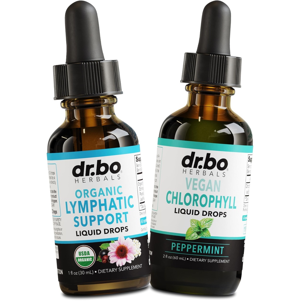 Lymphatic Drainage Supplements & Chlorophyl - Organic Lymphatic Support Liquid Drops Cleanse & Liquid Chlorophyll Drops Odor Cleanse Body Detox - Internal Deodorant Detox Drainage