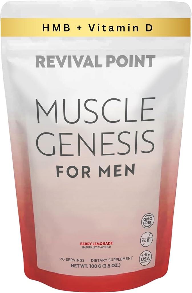 Muscle Genesis HMB και βιταμίνη D3 συμπλήρωμα με κλινικά Σπουδές myHMB, ασβέστιο και VIT C – 5000mg ανά υπηρεσία – προωθεί την αποκατάσταση, Lean μυϊκή μάζα, και υγιή γήρανση στους άνδρες