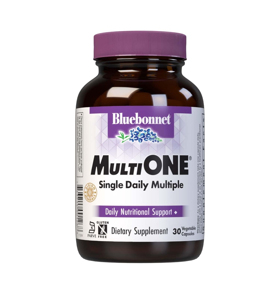 Bluebonnet Nutrition Mult One (με σίδηρο), Καθημερινή διατροφική υποστήριξη*, χορτοφάγος φιλικός, Kosher Πιστοποιημένος, χωρίς γλουτένη, χωρίς γαλακτοκομικά, 30 κάψουλες λαχανικών, 30 εξυπηρετούν
