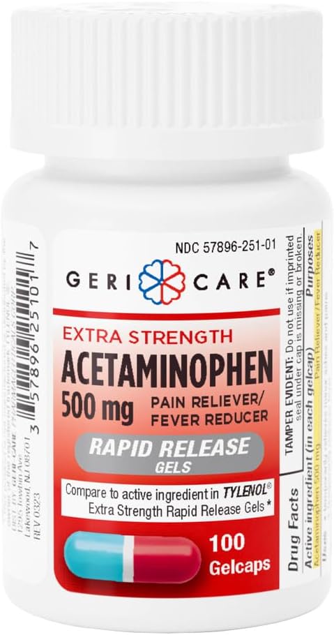 Gericare Extra Strength Acetaminophen 500mg ταχείας απελευθέρωσης Gelcaps, Pain Relief 100 Count (πακέτο του 1)