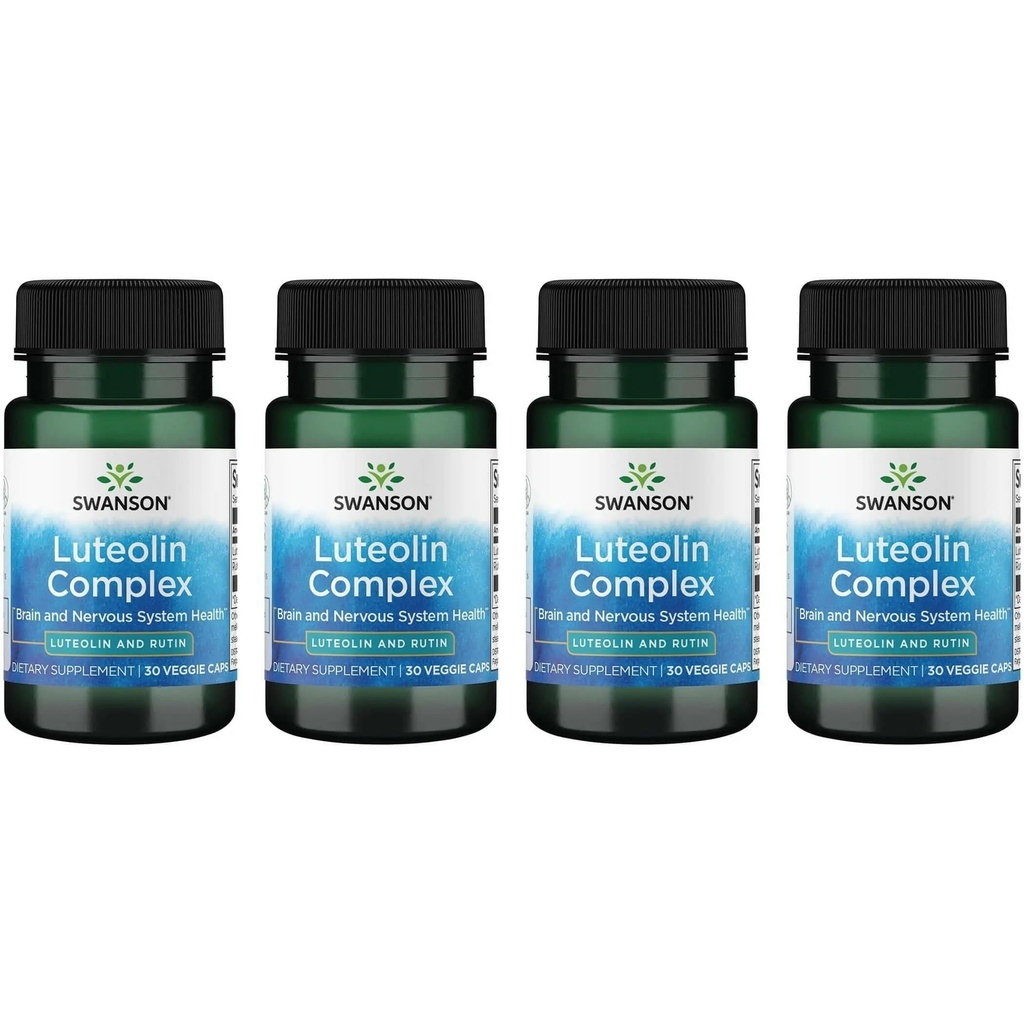 Swanson Luteolin Complex w/Rutin - Συμπλήρωμα υποστήριξης εγκεφάλου που προωθεί τη μνήμη, Mood & Γνωστική Υγεία - Φυσική φόρμουλα για να βοηθήσει στη διατήρηση του νευρικού συστήματος - (30 κάψουλες λαχανικών) 4 Pack
