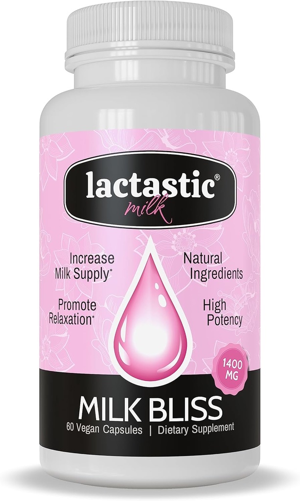 Lactastic® Milk BlissTM - Υψηλής Ικανότητας Οργανική Γαλουχία συμπλήρωμα - Βιολογικό Moringa, Γαϊδουράγκαθο γάλακτος, Παθιανθόφυλλο & Ρίζα Βαλεριάνας - 60 Κάψουλες Vegan