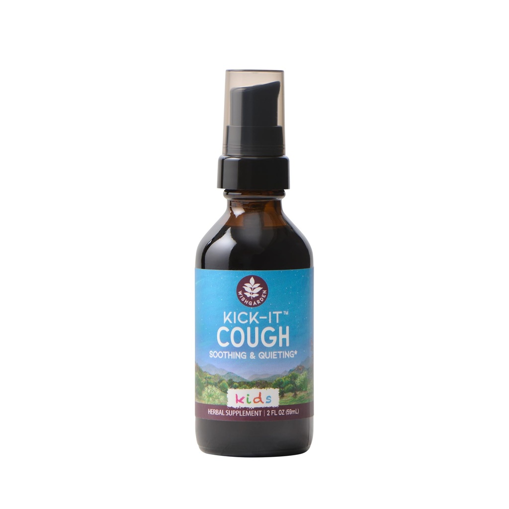 WishGarden Herbs Kick-It Βήχας για τα παιδιά - Φυσικό βοτανικό βήχα Καταπιεστικό για τα παιδιά & τα παιδιά Προσδοκητικό Βοηθά Ηρεμία Πεισματάρης Βήχας και Soothe Sore Λαρύγγια, Ασφαλής & Αποτελεσματική για τα παιδιά 0-12, 2oz