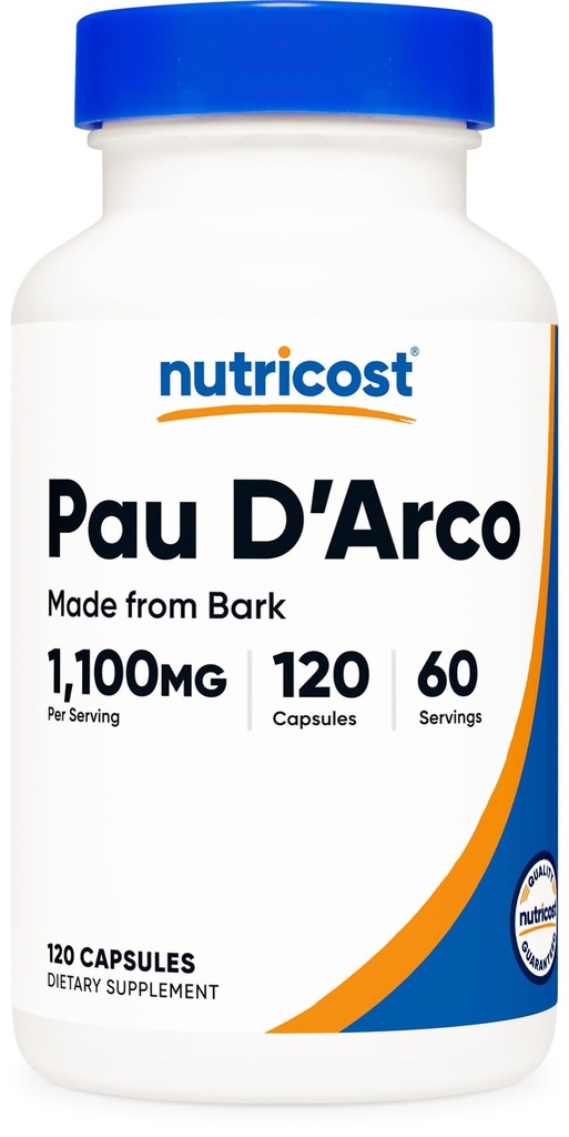 Nutricost PAU D'Arco Inner Bark 1100mg, 120 κάψουλες χορτοφάγων (60 Serv) - Μη ΓΤΟ & Χωρίς γλουτένη