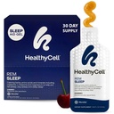 Healthycell REM Sleep Aid Supplement for Adults - Liquid Gel Extra Strength Sleep Supplement with Melatonin, Magnesium, L-Theanine, GABA & Natural Calming Herbs - 30 Gel Packs, Cherry Flavored