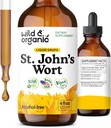 Άγρια & οργανικά St Johns Wort Βάμμα - Mood Support - Calming St John's Wort Supplement - Hypericum Perforatum Βότανο Υγρές σταγόνες - Vegan, Ζάχαρη & Αλκοόλ Δωρεάν - 4 fl oz