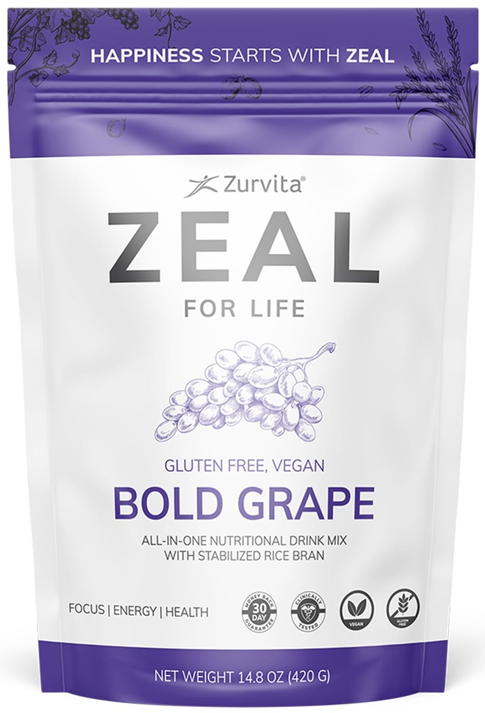 Zurvita - Zeal for Life - Bold Grape Flavor - Καθημερινή συμπλήρωμα διατροφής για ζωτικότητα, ανοσία, & Γενική ευεξία - 30-Day Wellness Bag, 420 γραμμάρια