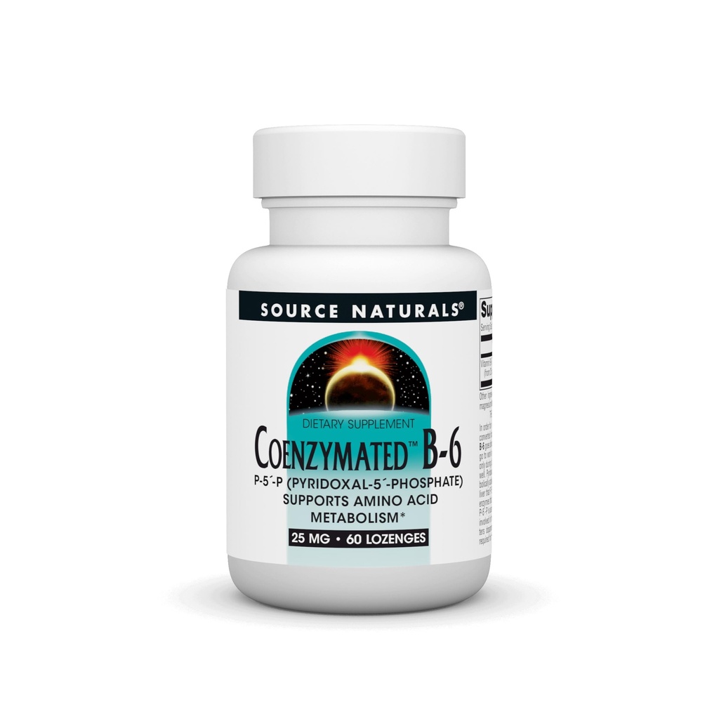 Πηγή Naturals Συνζυμωμένη B-6 25mg P-5 Πυριδοξαλική-5 Φωσφορικό ταχείας δράσης, Γρήγορη διάλυση Βιταμίνη υποστηρίζει Amino Acid Μεταβολισμός * - 60 Lozenges