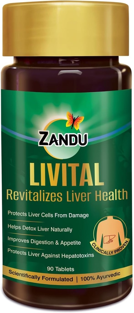 Zandu Livital Tablets, 100% Ayurvedic Ingredients, Protects Liver Against Various Hepatotoxins| Beneficial in Fatty Liver| Improves Digestion and Appetite & Aids in Liver Detox