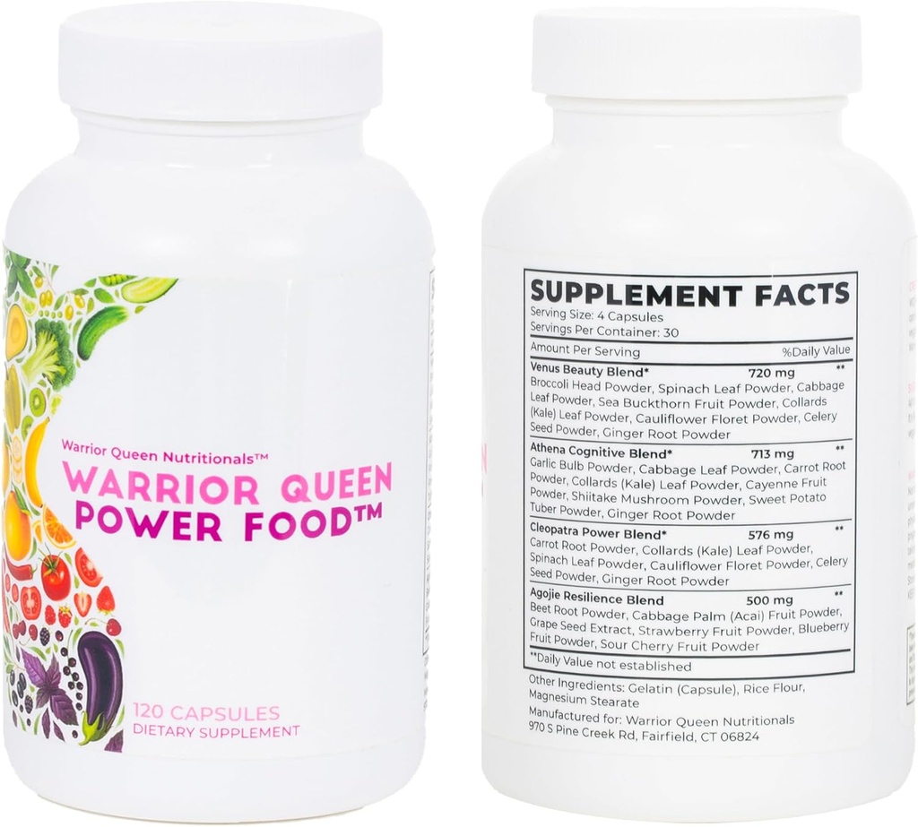 Warrior Queen Power Food, The Fruits and Veggie Supplement Made from Whole Food, SuperFood for Women on a Mission, with Reds and Greens You Need to Unleash Your Inner Warrior Queen (120 Κάψουλες)