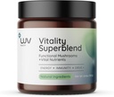 LUV υγεία ζωτικότητα Superblend: Mushroom συμπλήρωμα - Superfood σκόνη με Cacao, Mane Lion, Cordyceps, Reishi, Πράσινο τσάι, και Turmeric – Ενέργεια, Focus & Daily Wellness Υποστήριξη Vegan, 30 εξυπηρετήσεις