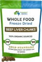 GRASSLAND NUTRITION Organic Liver Freeze Dried Chunks — High in Natural Iron, Vitamin A, B12 for Energy (120g)