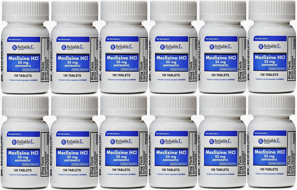 Αξιόπιστα - 1 εργαστήρια Meclizine HCL 25mg 100 δισκία (1 φιάλη)