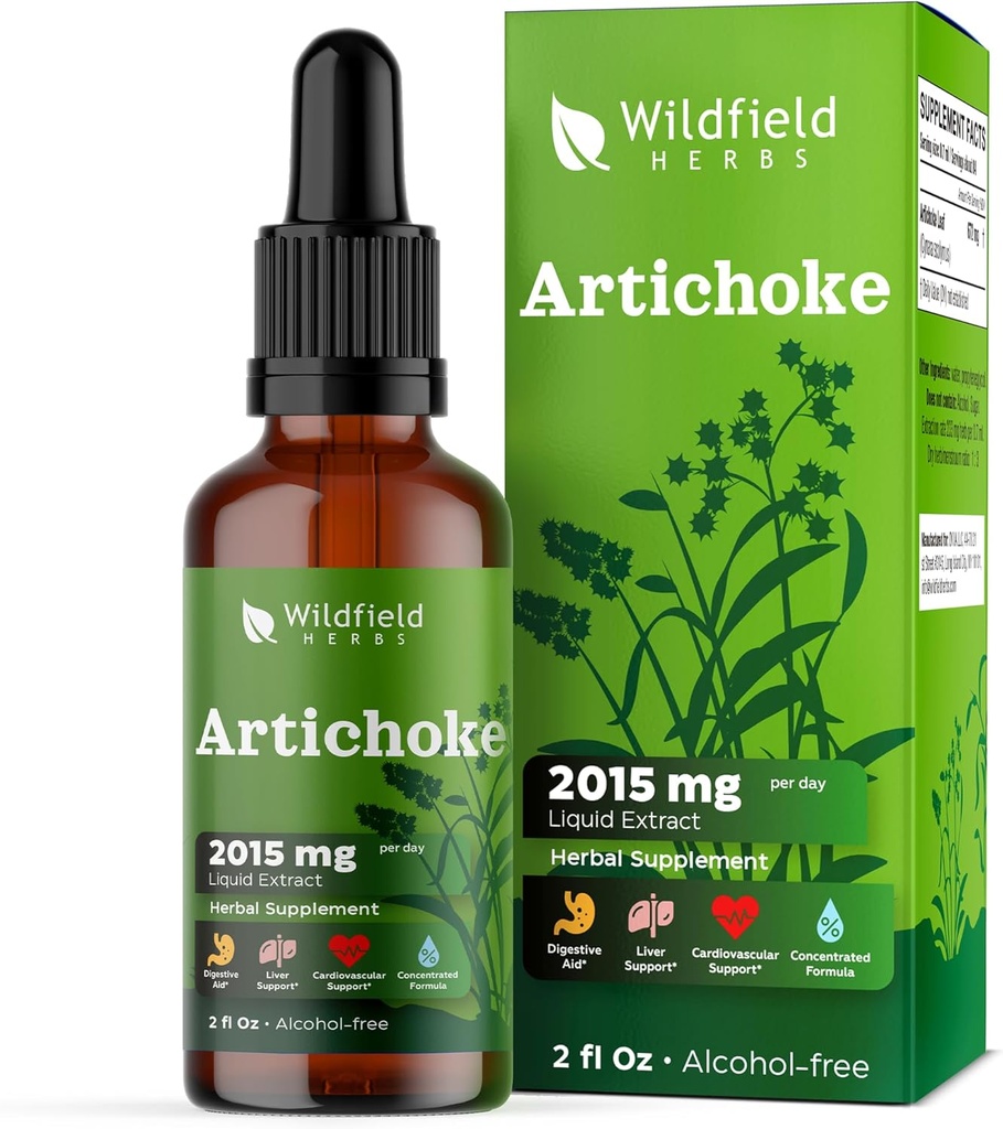 Artichoke Leaf Extract Liquid Drops 2000mg (Cynara scolymus L.) Βότανο συμπλήρωμα Απορροφήσεις Καλύτερα από κάψουλες, 1 μήνας προσφοράς, 84 εξυπηρετούν, χωρίς αλκοόλ Βάμμα - 2 Oz, συσκευασία του 1