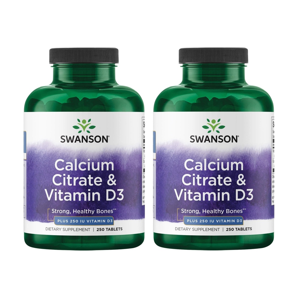 Swanson Calcium Citrate & Vitamin D3 250 Tabs (2 Pack)