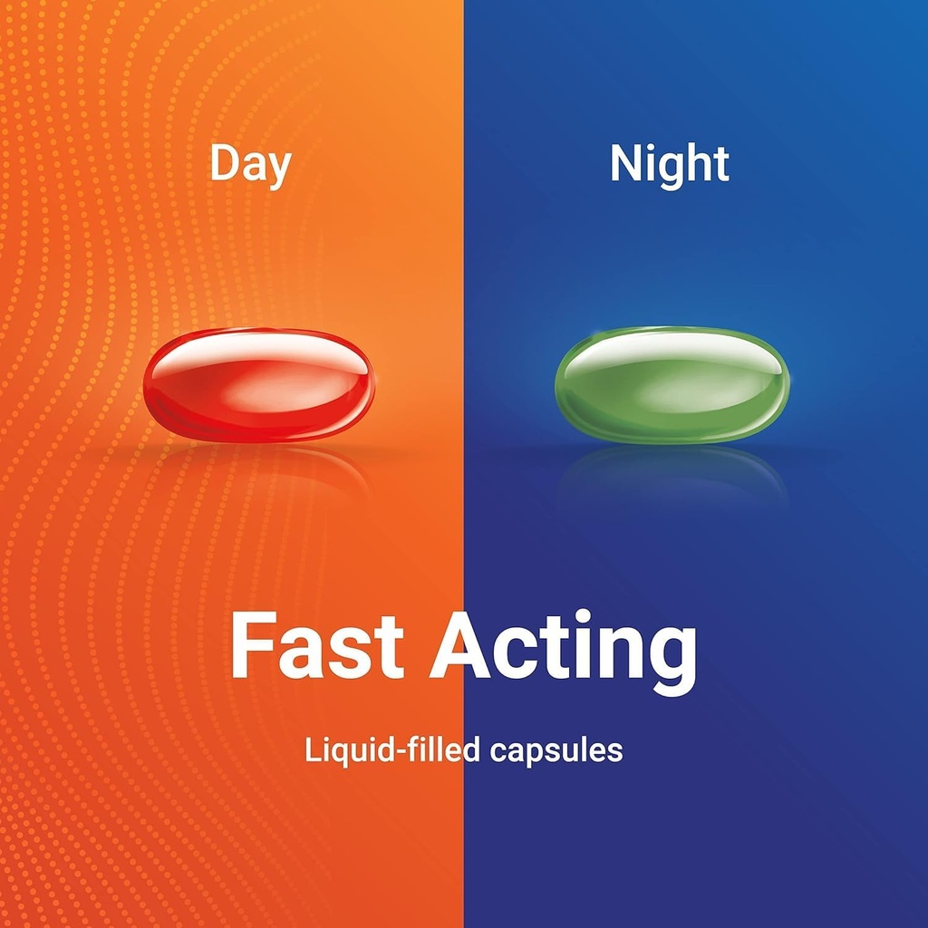 AXIV Ημέρα & Νύχτα Ψυχρό & Γρίπη Πακέτο Softgels ιατρική Combo, Μέρα & Νύχτα Ανακούφιση για τον πονοκέφαλο, τον πυρετό, τον πόνο λαρύγγι, μικρούς πόνους & πόνους, & βήχα, 72 Softgels