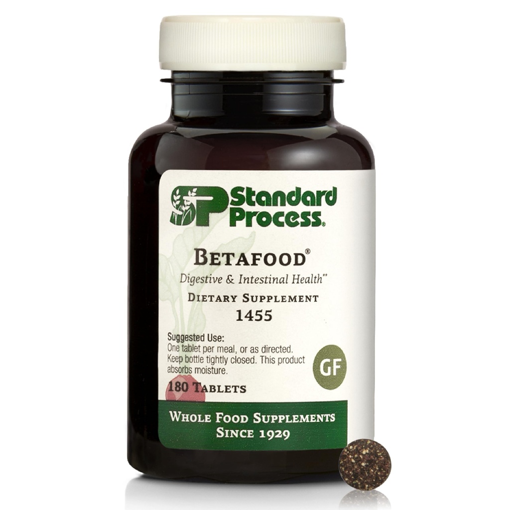 Standard Process Betafood Digestive & Intestinal Health Dietary Supplement - Vegan, Gluten-Free, Non-Dairy & Non-Soy - Dietary & Liver Care - 180 Tablets