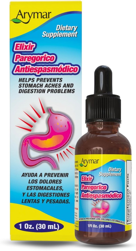 Arymar Elixir Paregorico Antiespasmodico - Συμπλήρωμα υποστήριξης Digestive - 1 oz