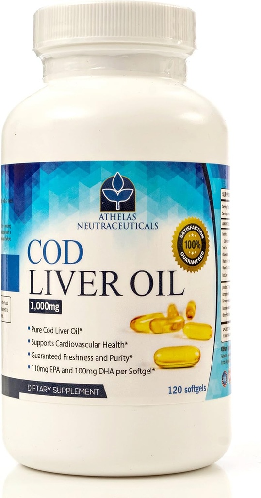 Cod Liver Oil Capsules - Premium Certified Pure and Fresh - Triple Strength - Heart Healthy - 120 Softgels - Φυσικό συμπλήρωμα - 240mg Ωμέγα 3 Λιπαρά Οξέα - Χωρίς Γεύση!