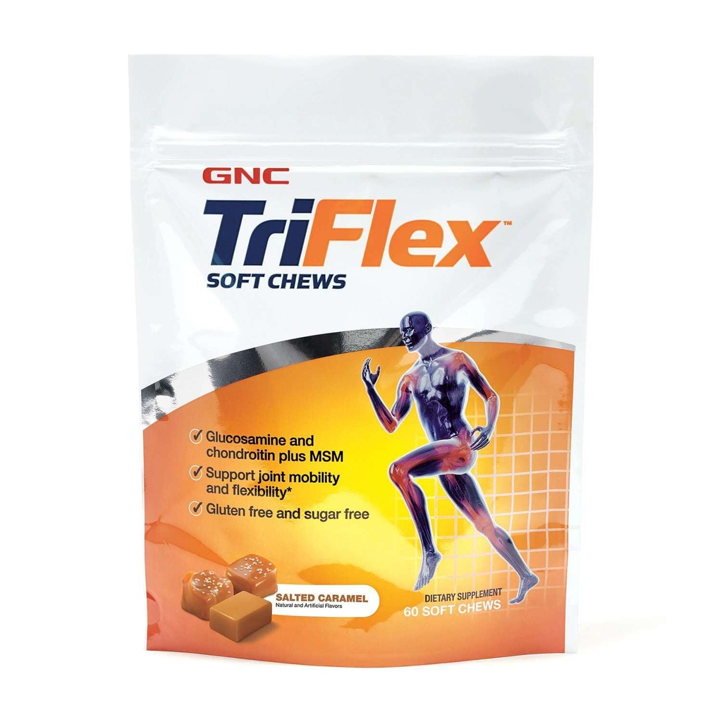 GNC TriFlex μαλακά μάσημα, αλατισμένα καραμελωμένα, 60 μαλακά μάσημα, υποστηρίζει κοινή υγεία