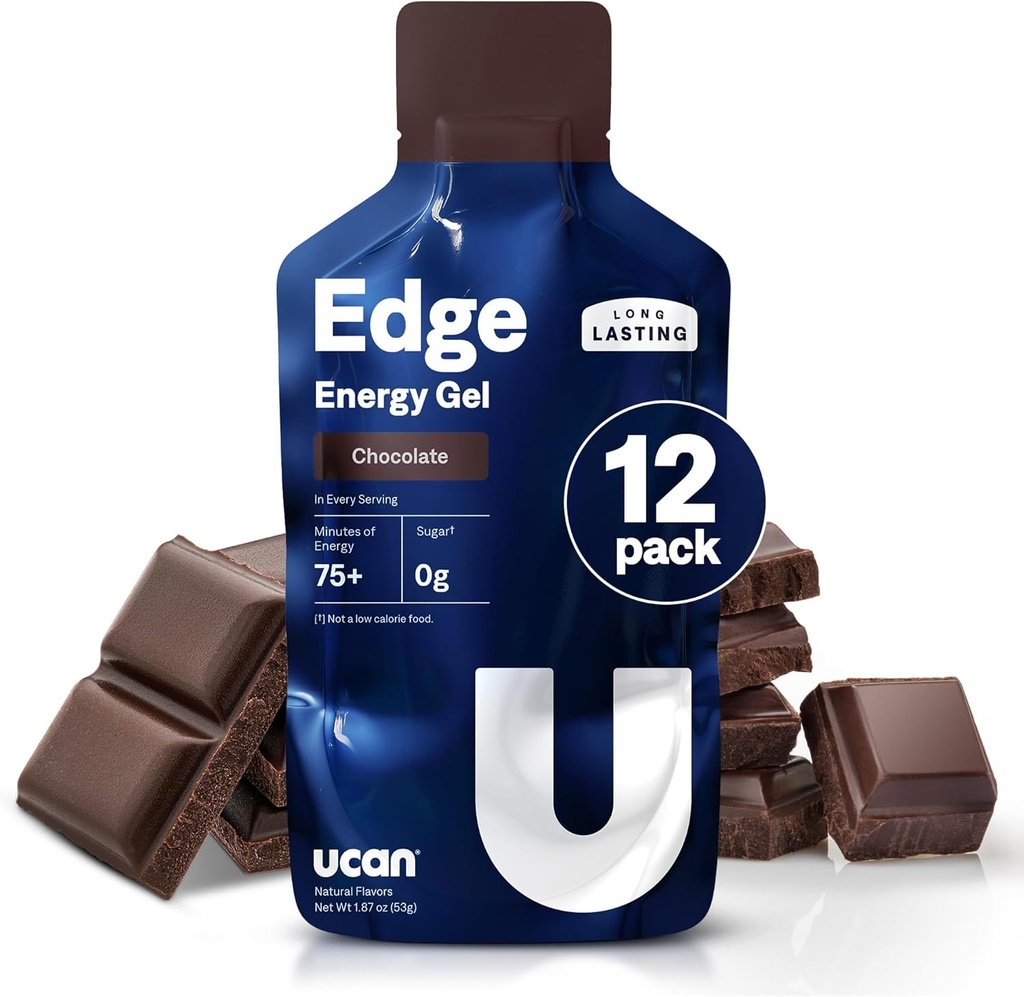 UCAN Edge Ενεργειακά Gel Shots, Σοκολάτα (12, 2 πακέτα ουγγιάς) για τρέξιμο, εκπαίδευση, προπονήσεις, καταλληλότητα, Ποδηλασία, Crossfit 