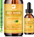 Sea Moss Liquid Drops - Organic Irish Sea Moss Gel with Spirulina, Bladderwrack, Burdock Root, Pinapple Seamoss Gel Supplement for Joint, Detox Cleanse & Digetion Support - 2 Fl Oz, Vegan