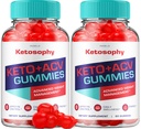 (2 Pack) KetoSophy Keto ACV Gummies - Προηγμένη απώλεια βάρους KetoSophy Keto Plus Gummies Apple Cider Vinegar KetoSophy ACV Gummies Διαχείριση βάρους Συμπλήρωμα διατροφής Κριτικές Άνδρες γυναίκες (120 Gummies)