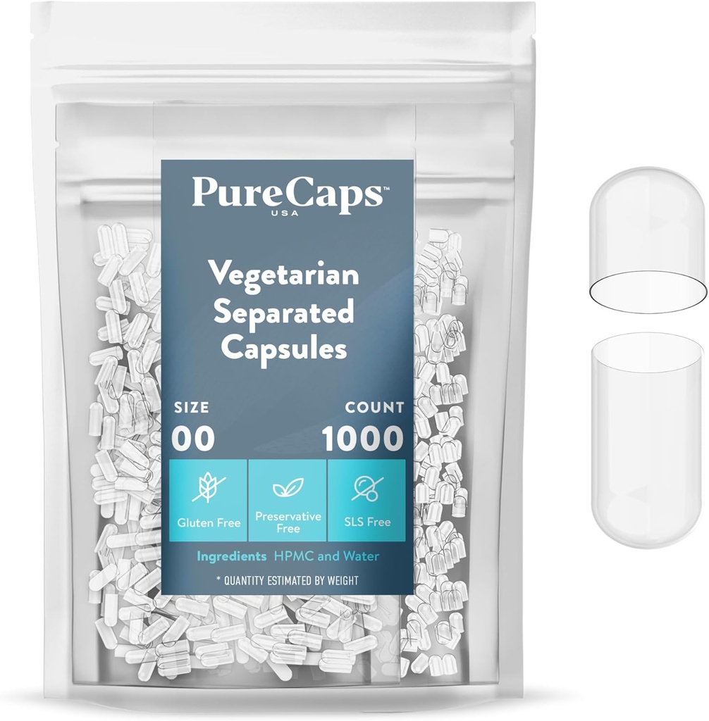 PureCaps USA - Κενή χορτοφαγική και Vegan χάπια κάψουλες μέγεθος 00