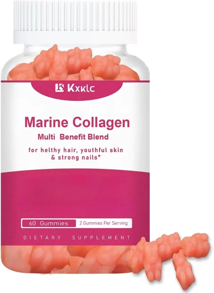 Marine Collagen Gummies- Multi-Benefit Blend της βιταμίνης Collagen Gummies για υγιή υποστήριξη του δέρματος με βιταμίνη C, ψευδάργυρος, και βιοτίνη, Hydrolyzed Collagen.(1 Συσκευασία)
