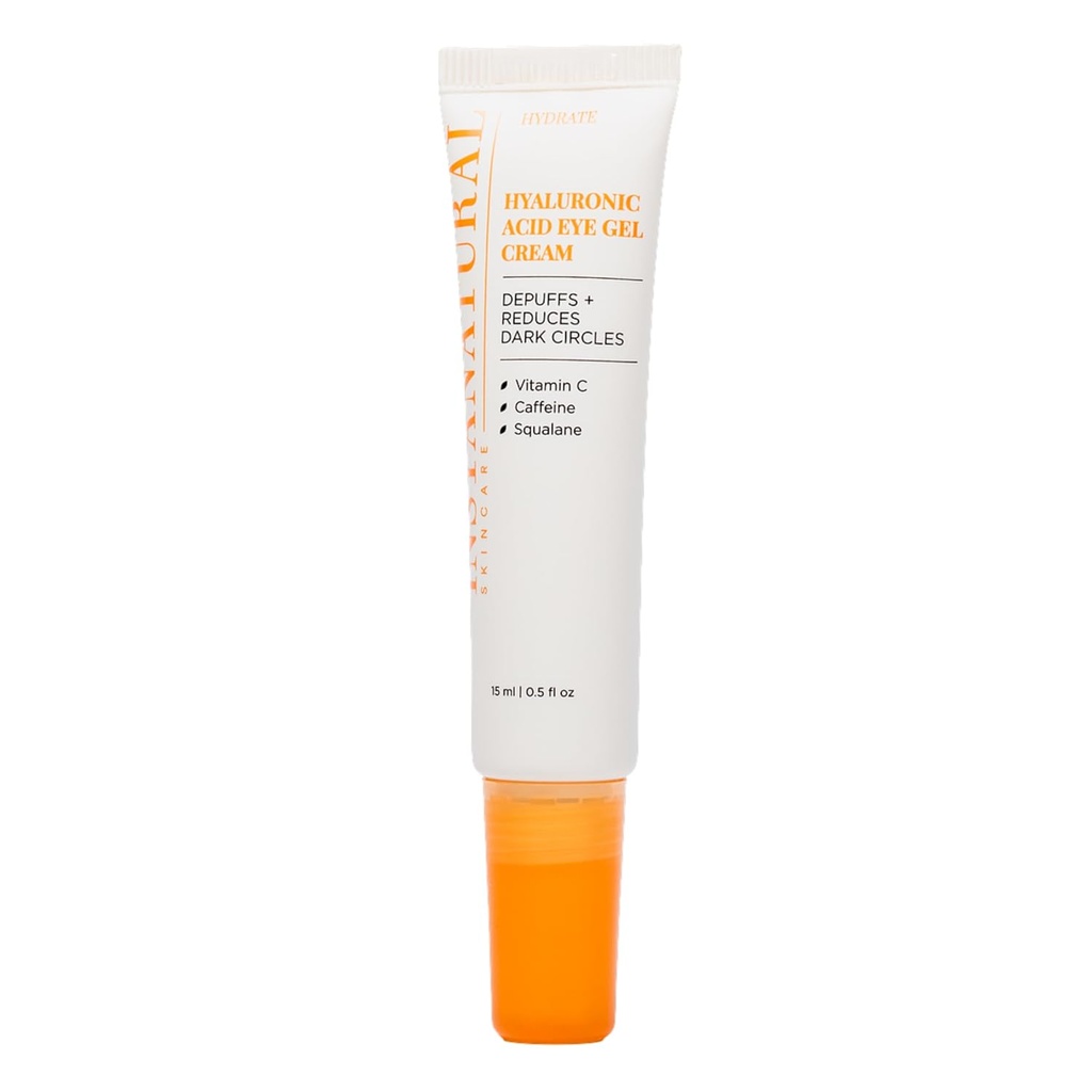 InstaNatural Hyaluronic Acid Eye Gel Cream, Hydrating Under Eye Cream for Women & Men, Reduces Puffy, Dark Circles and Wrinkles, with Vitamin C, Caffeine, Squalane & Peptides, 0.5 Fl Oz