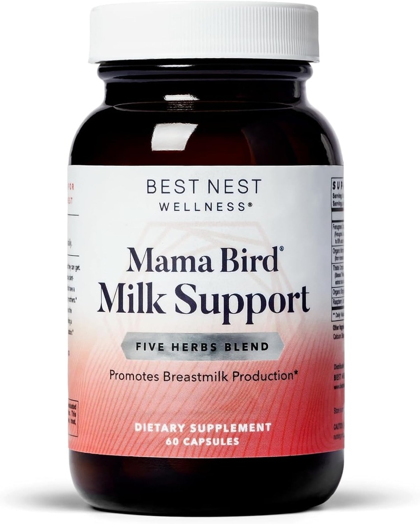 Best Nest Wellness Mama Bird Milk Support - Healthy Breast Milk Flow Support Supplement - Υποστήριξη για το Θηλασμό με Fenugreek & Moringa - Aids Milk Supply for Baby - 60 Κάψουλες