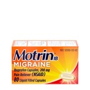 Motrin IB Higraine Relief Liquid Gel Κάψουλες με 200 mg Ibuprofen ανά Καψάκιο, Γρήγορη & Αποτελεσματική Ημικρανία Κεφαλαλγία Ιατρική με NSAID Pain Reliever Ibuprofen, Caffeine- Free, 80 ct
