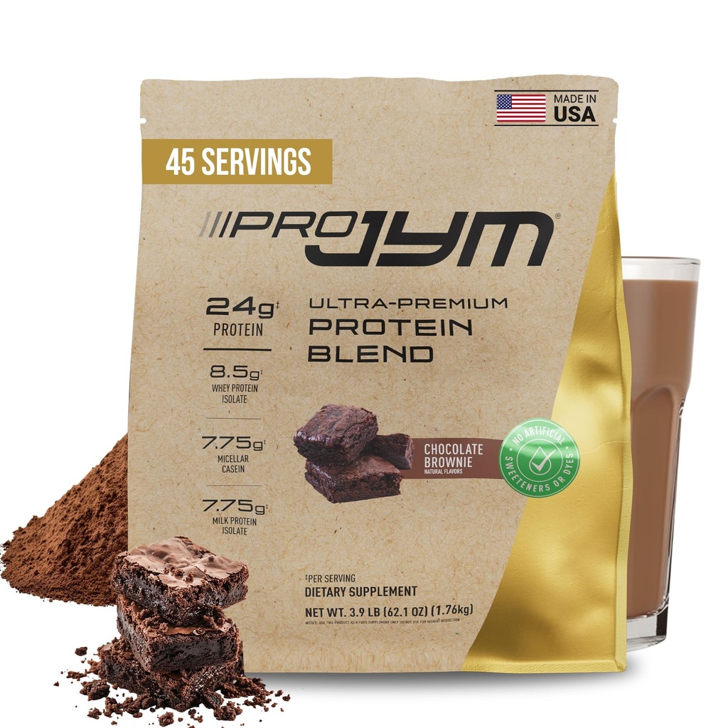 Pro JYM Φυσική σοκολάτα Brownie πρωτεΐνης σκόνης - Whey πρωτεΐνη απομόνωση, καζεΐνη, & πρωτεΐνη γάλακτος απομόνωση, για άνδρες & γυναίκες αποκατάστασης Shakes 