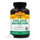 Country Life Chelated Magnesium 250mg - Υποστηρίζει την υγεία της καρδιάς, των οστών και των μυών, Vegan-Friendly συμπλήρωμα μαγνησίου με οξείδιο του μαγνησίου και χημικού οξέος Amino, χωρίς γλουτένη