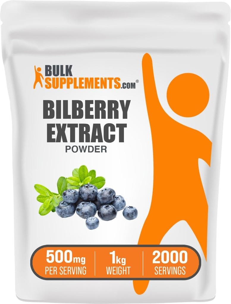 BulkSupplements.com Bilberry Extract Powder - Bilberry Extract Supplement, Herbal Supplement - Vegan & Glulten Free, 500mg per Serving, 1kg (2,2 lbs) (πακέτο των 1)